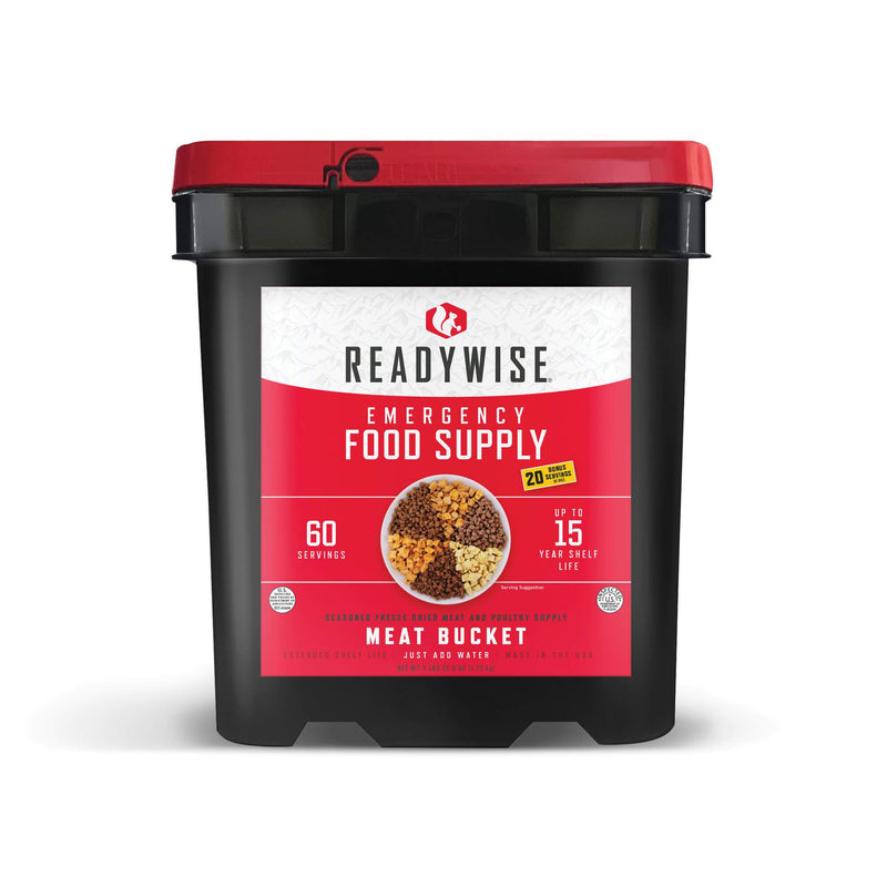 Load image into Gallery viewer, 60 Serving Freeze Dried Meat Bucket + 20 Servings Of Rice
